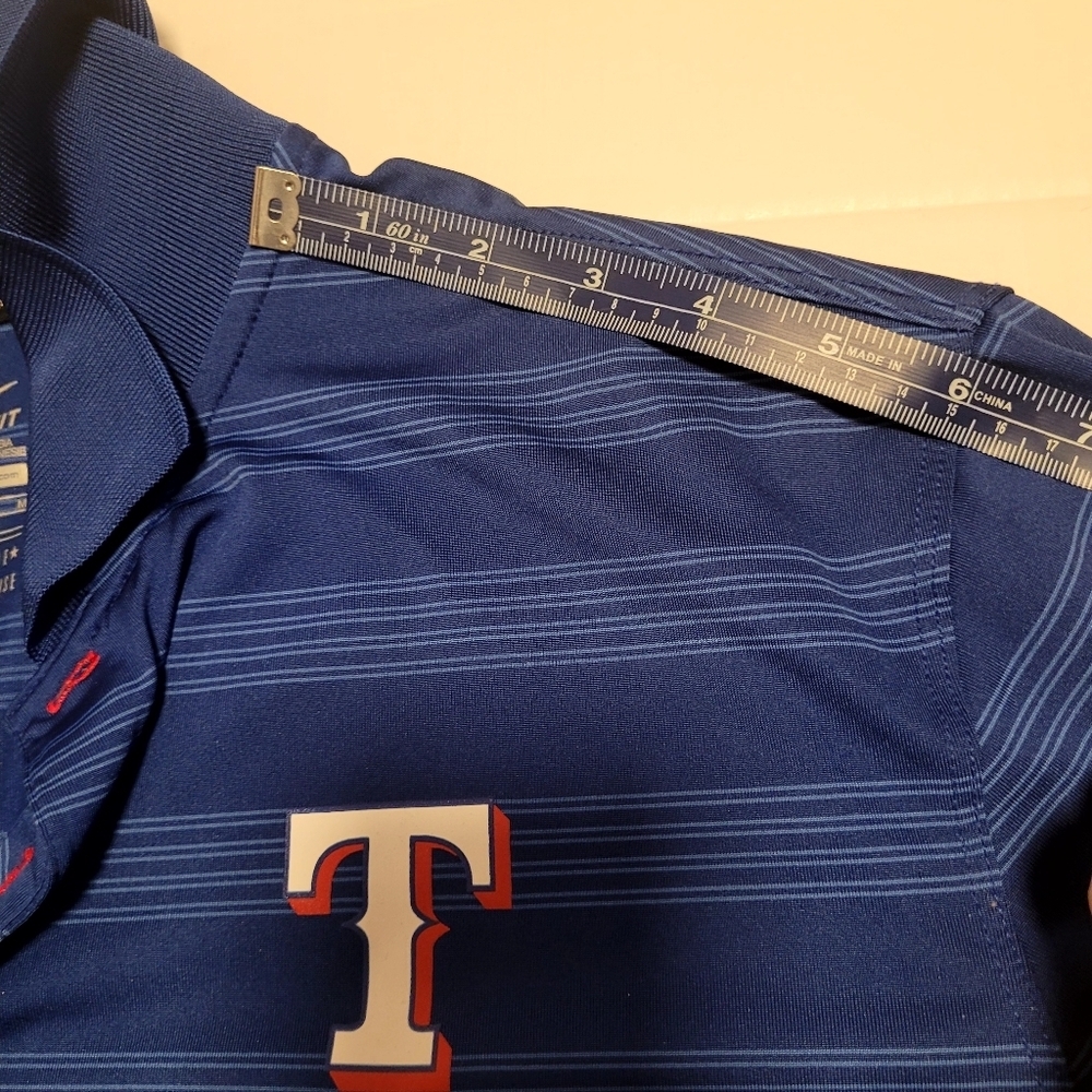 Nike Texas Rangers Dry Fit Men's Blue Striped Shirt Size MEDIUM - Picture 4 of 9